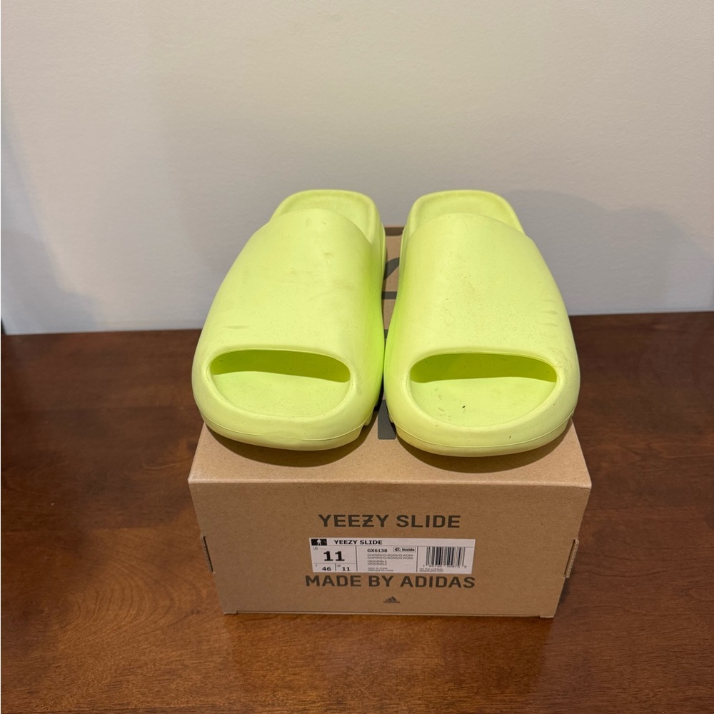 Yeezy slides glow green